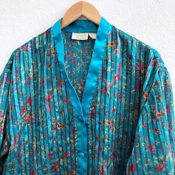 Victoria's Secret Teal Floral Robe - Picture 4 of 7